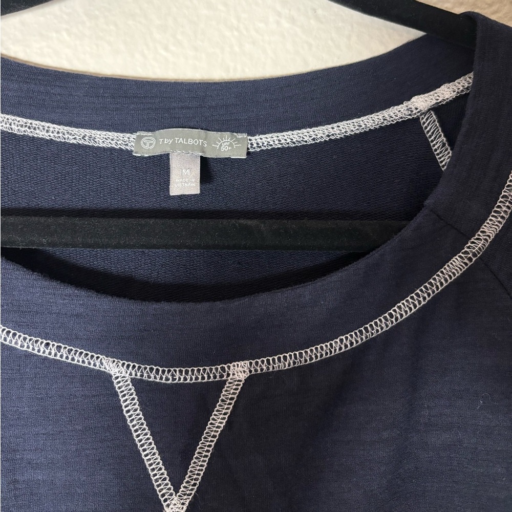 T by Talbot Slub Terry Sweatshirt navy blue woman's size medium UPF 50+ - Picture 9 of 16
